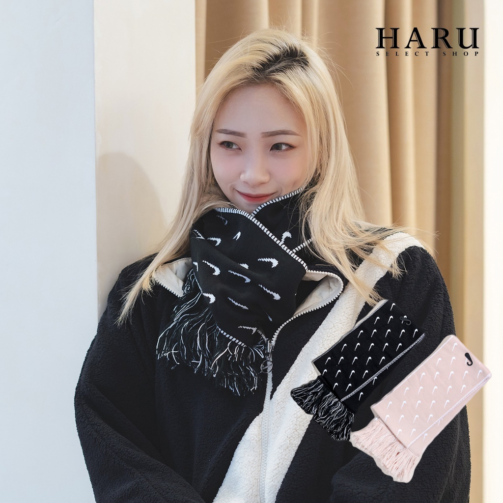 特價現貨 NIKE SWOOSH 滿版小勾 雙面勾勾 保暖圍巾 黑白 豆沙粉 DC8688-010-631