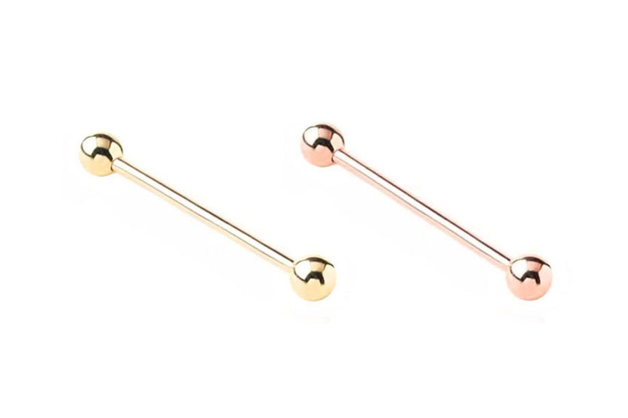 14K Gold Classic Industrial Barbell