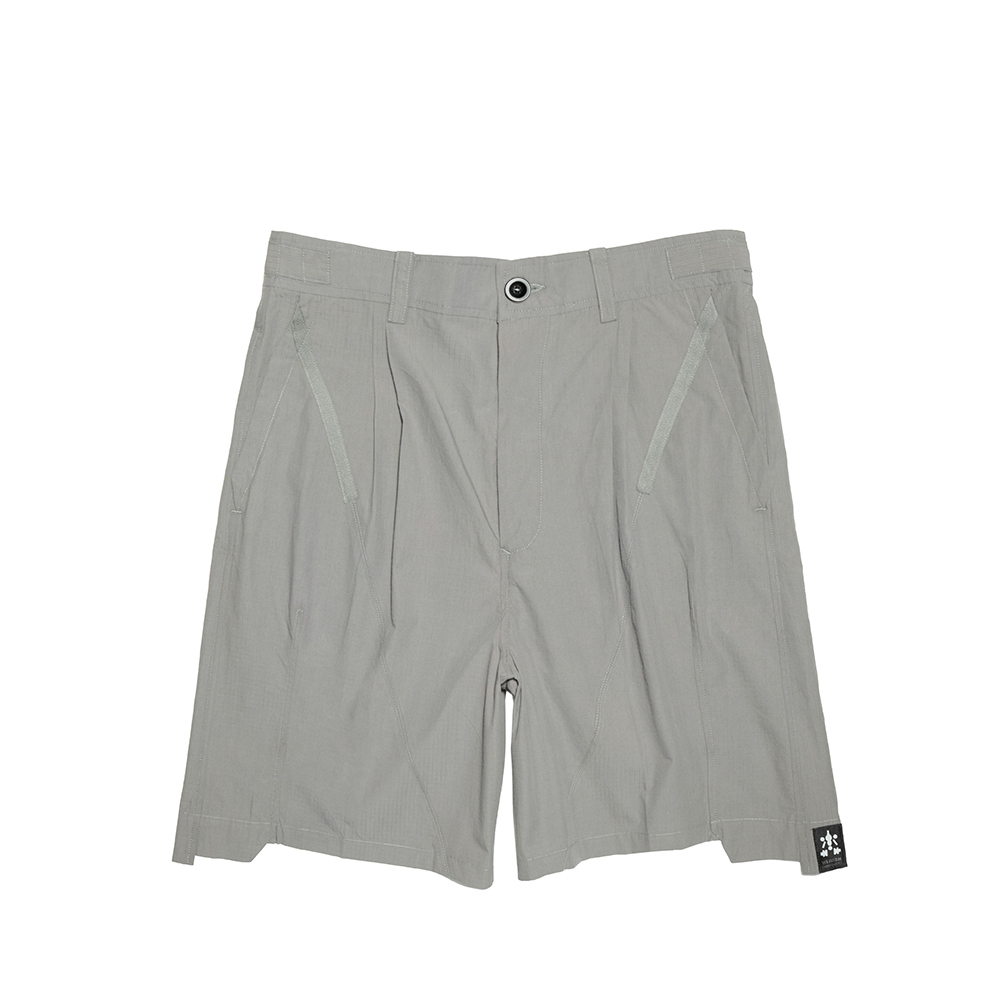 打褶層次短褲- 灰