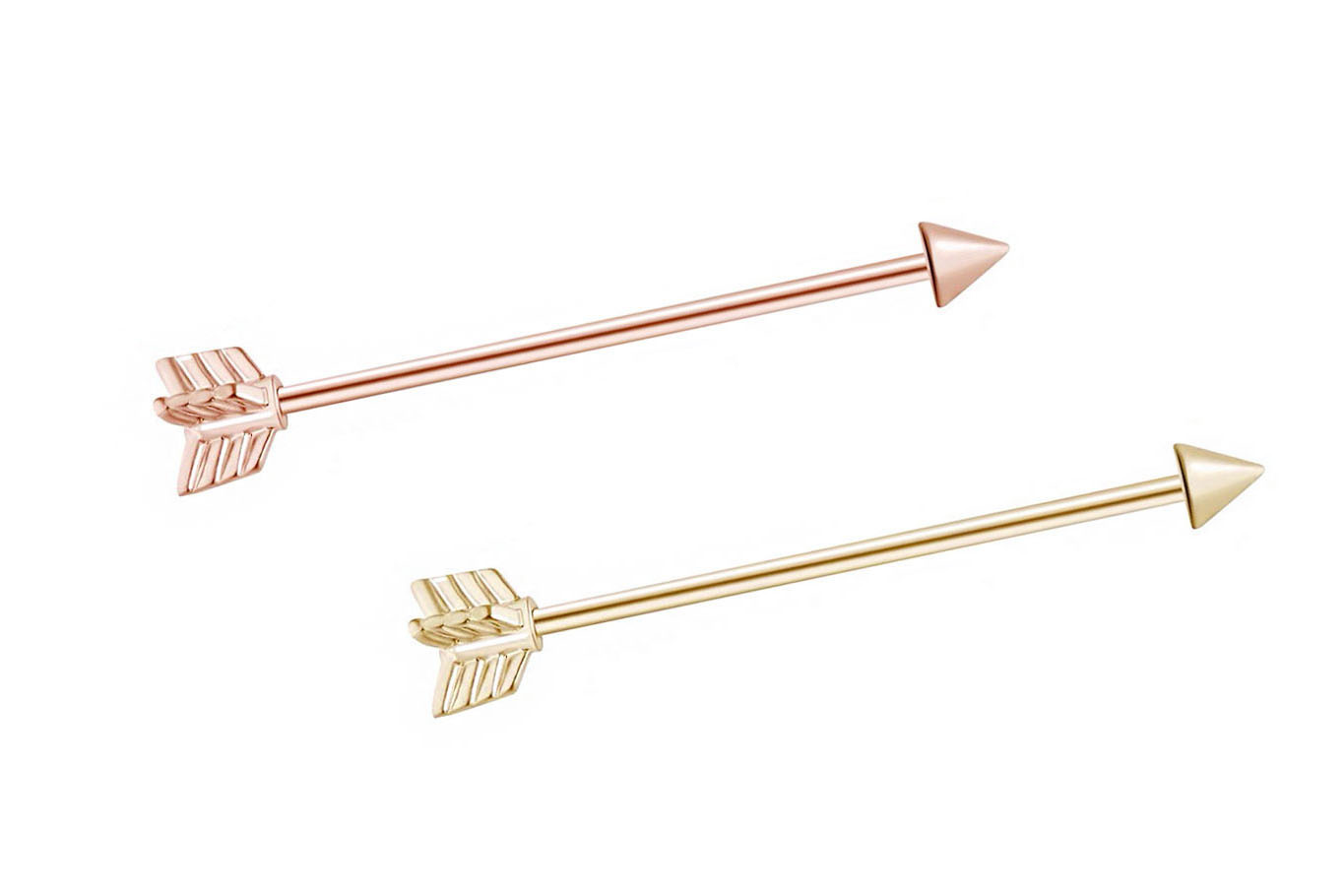 14K Gold Arrow Industrial Barbell