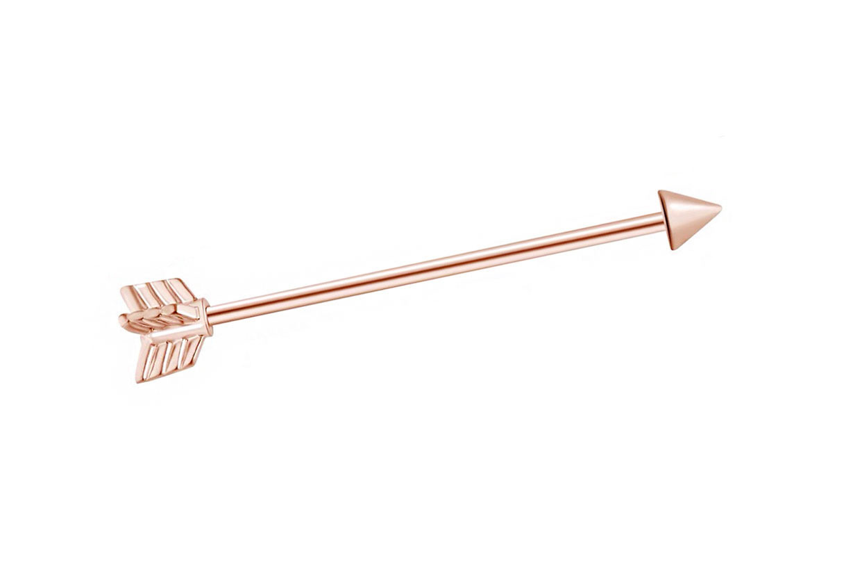 14K Gold Arrow Industrial Barbell