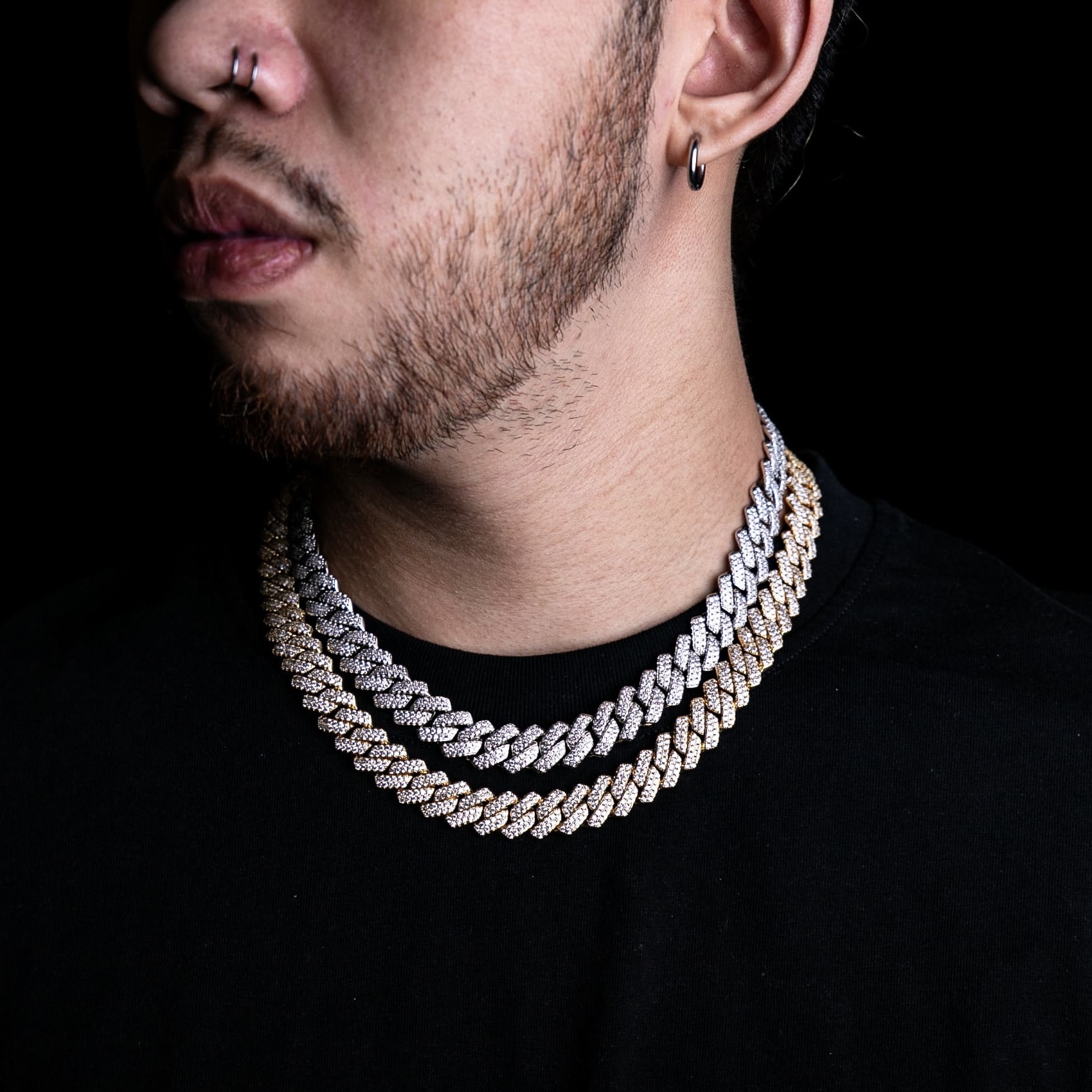 14mm滿鑲菱形古巴項鍊