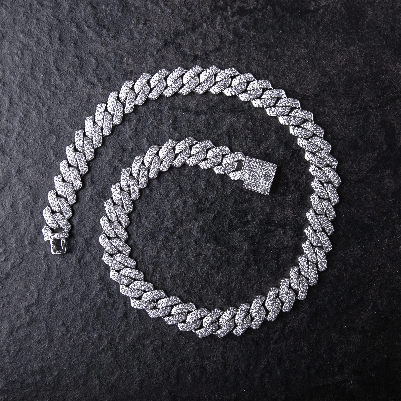 14mm滿鑲菱形古巴項鍊