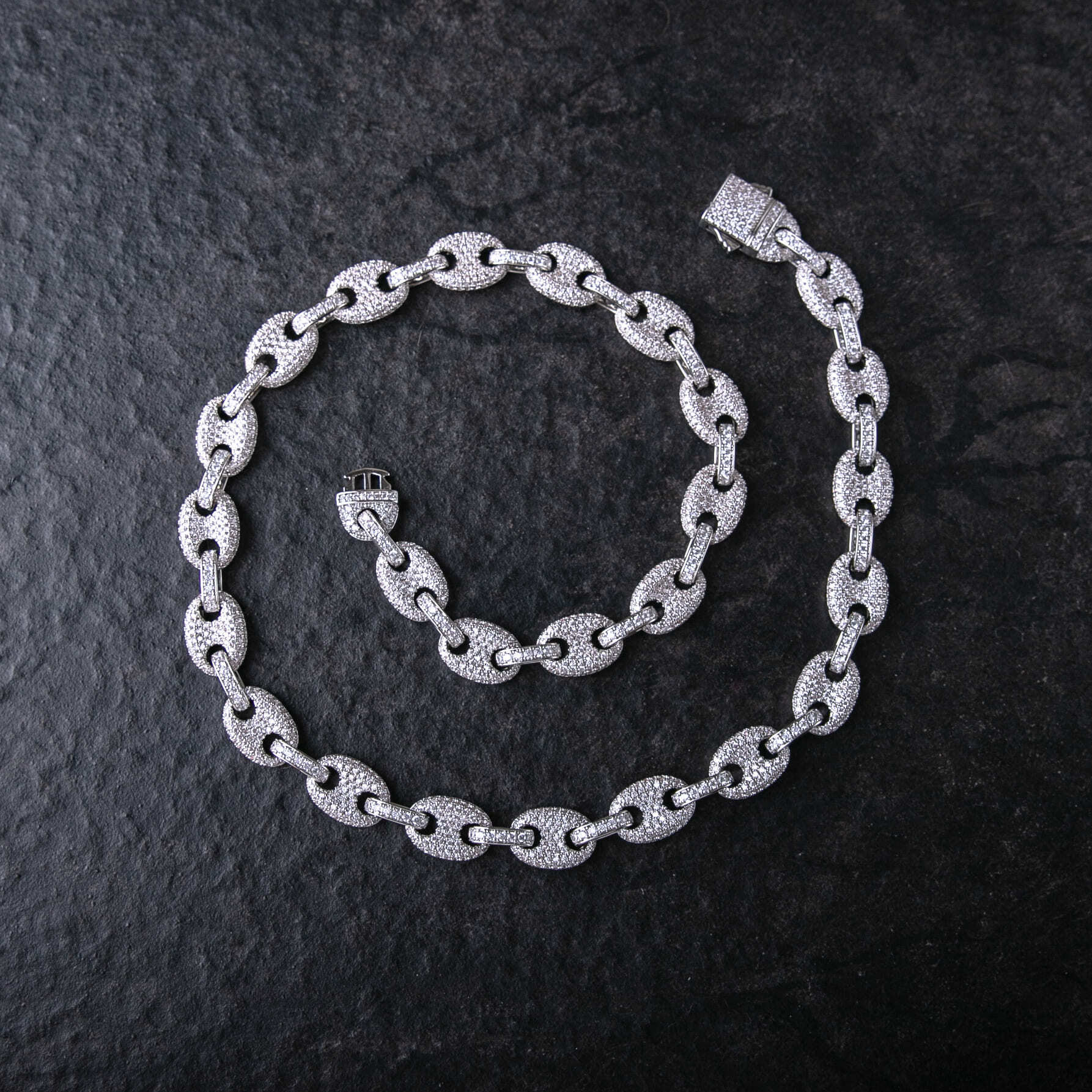 12mm滿鑲豬鼻GU項鍊