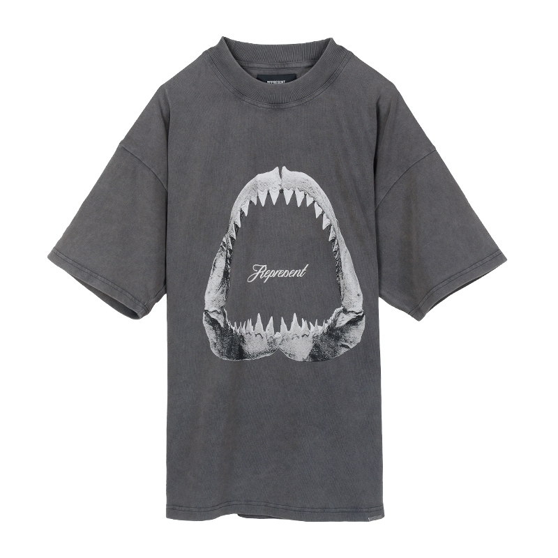 REPRESENT 鯊魚印花灰色T恤 -T