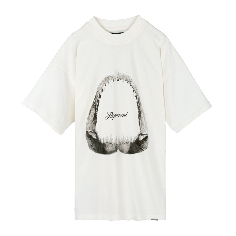 REPRESENT 鯊魚印花白色T恤 -T