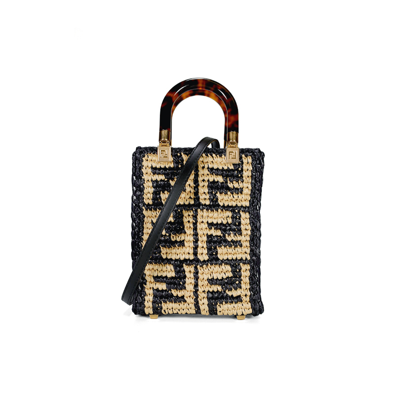 FENDI 圖案鉤編迷你斜挎包 -T