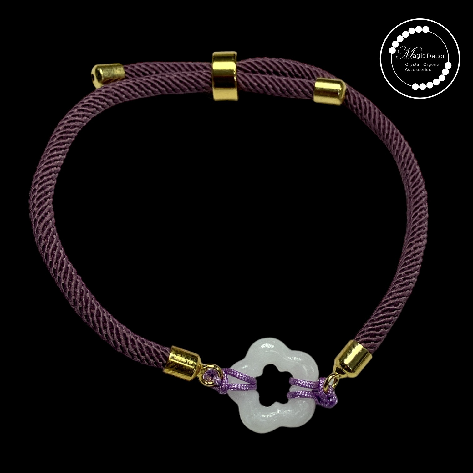 250405 - C90 羊脂白玉花花圈紫色手繩