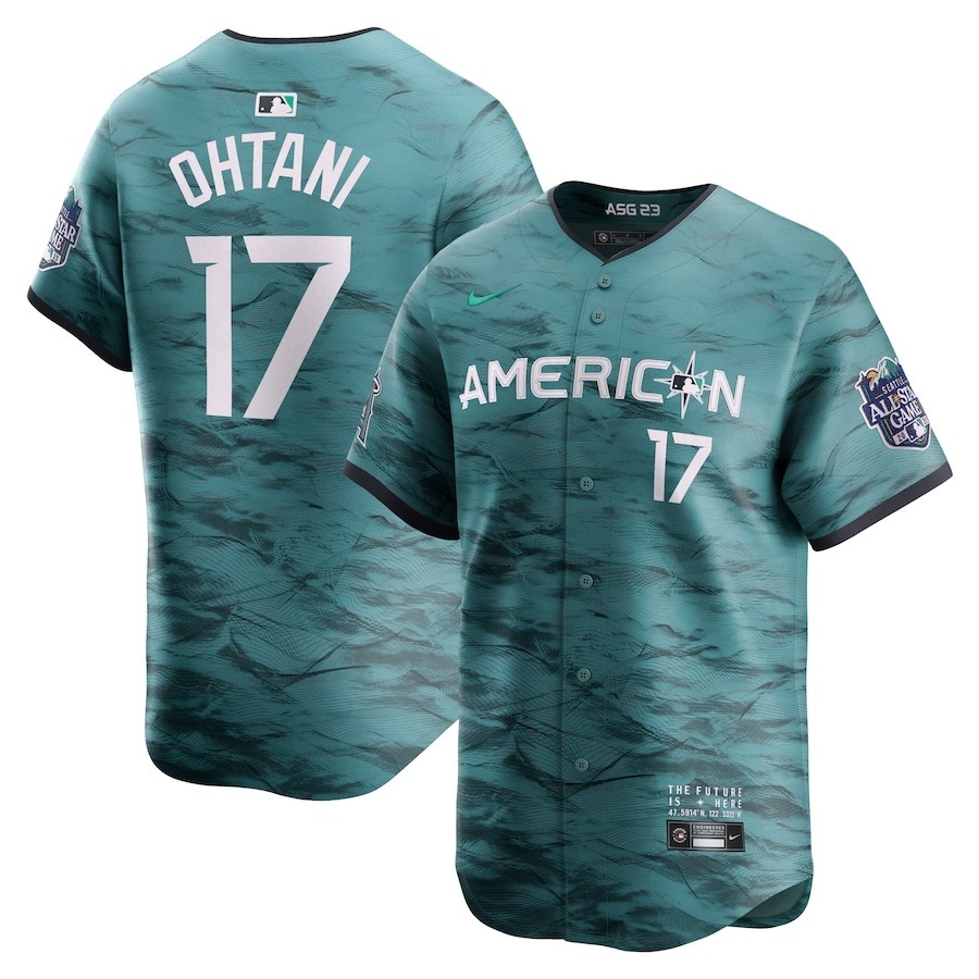 特瑞肥= Shohei Ohtani 2023明星賽湖水綠大谷Nike MLB Jersey 球迷