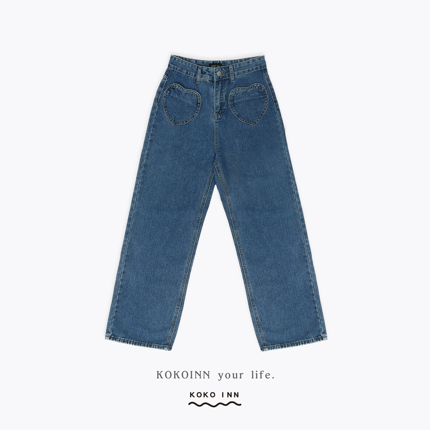 KOKOINN 前愛心口袋牛仔長褲