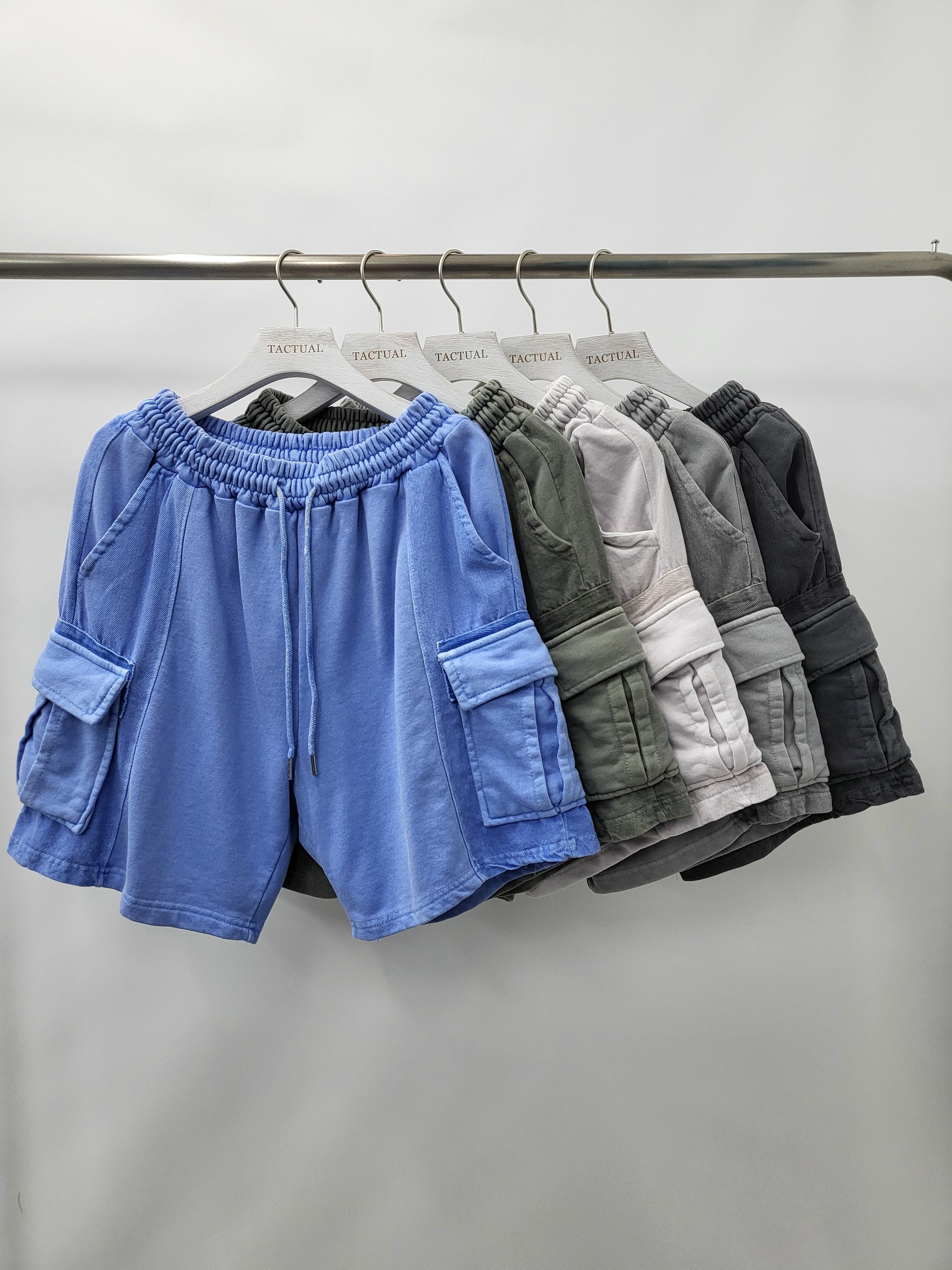 洗水淨色棉質工裝短褲 P2453