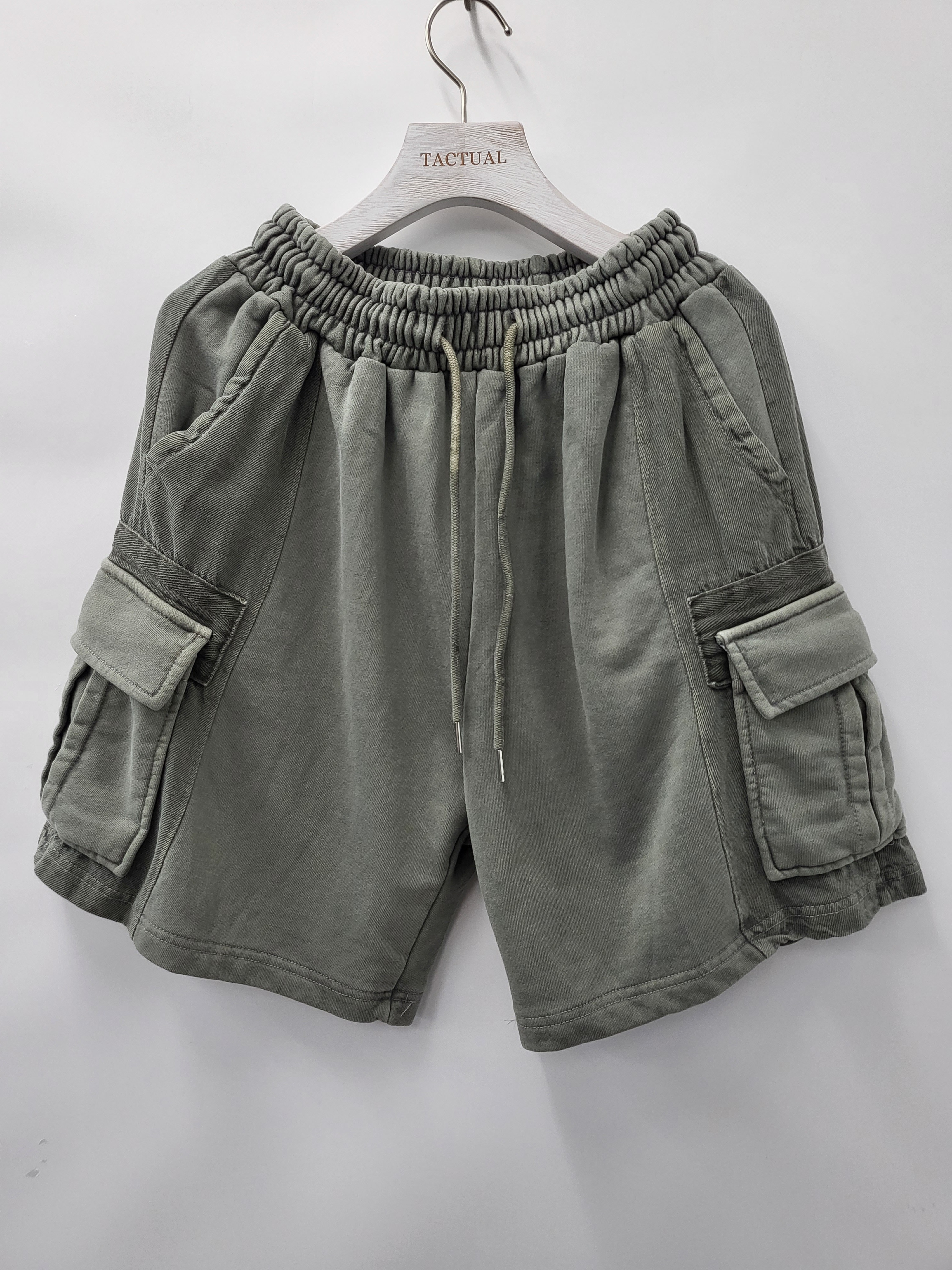 洗水淨色棉質工裝短褲 P2453