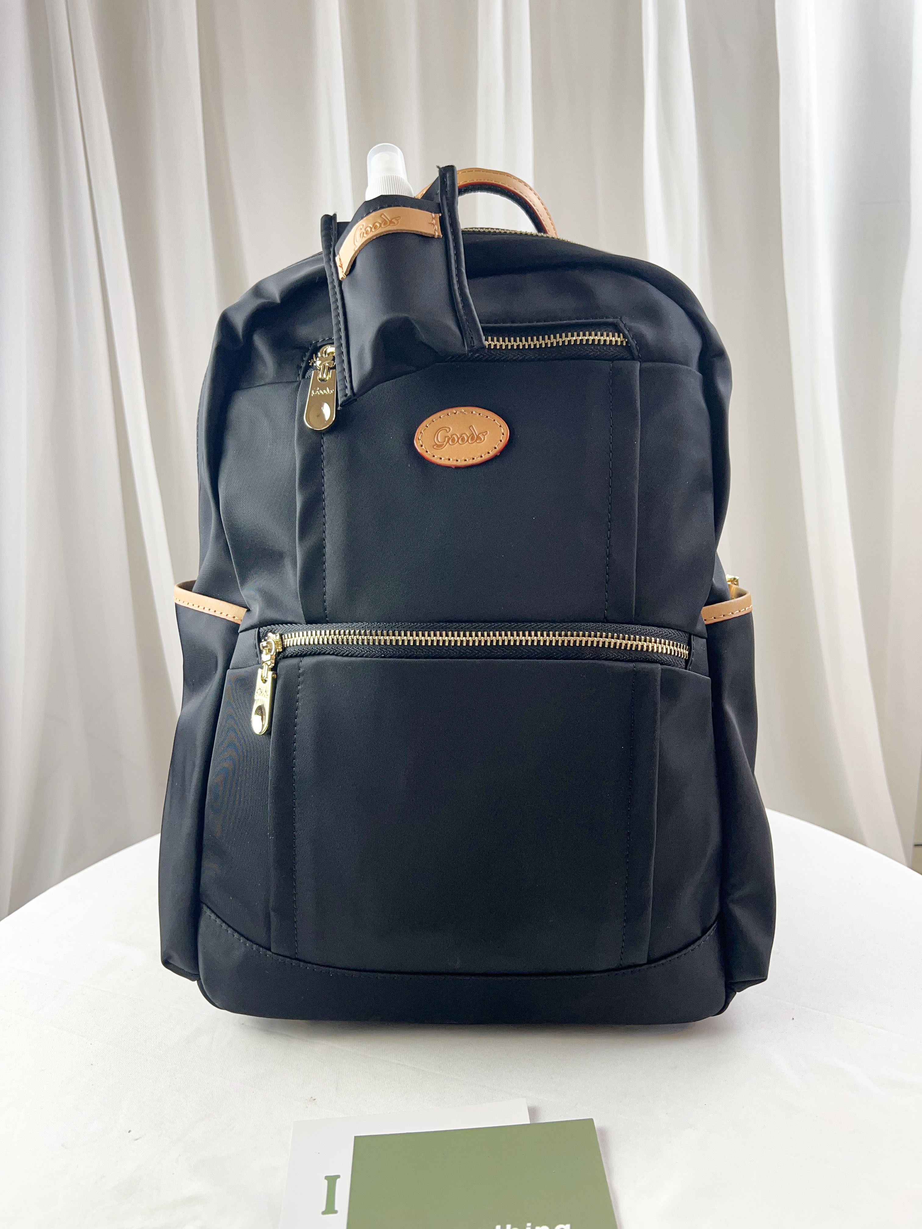 GOODS 素面尼龍防潑水防盜後背包  附酒精保護套+酒精瓶  #2848