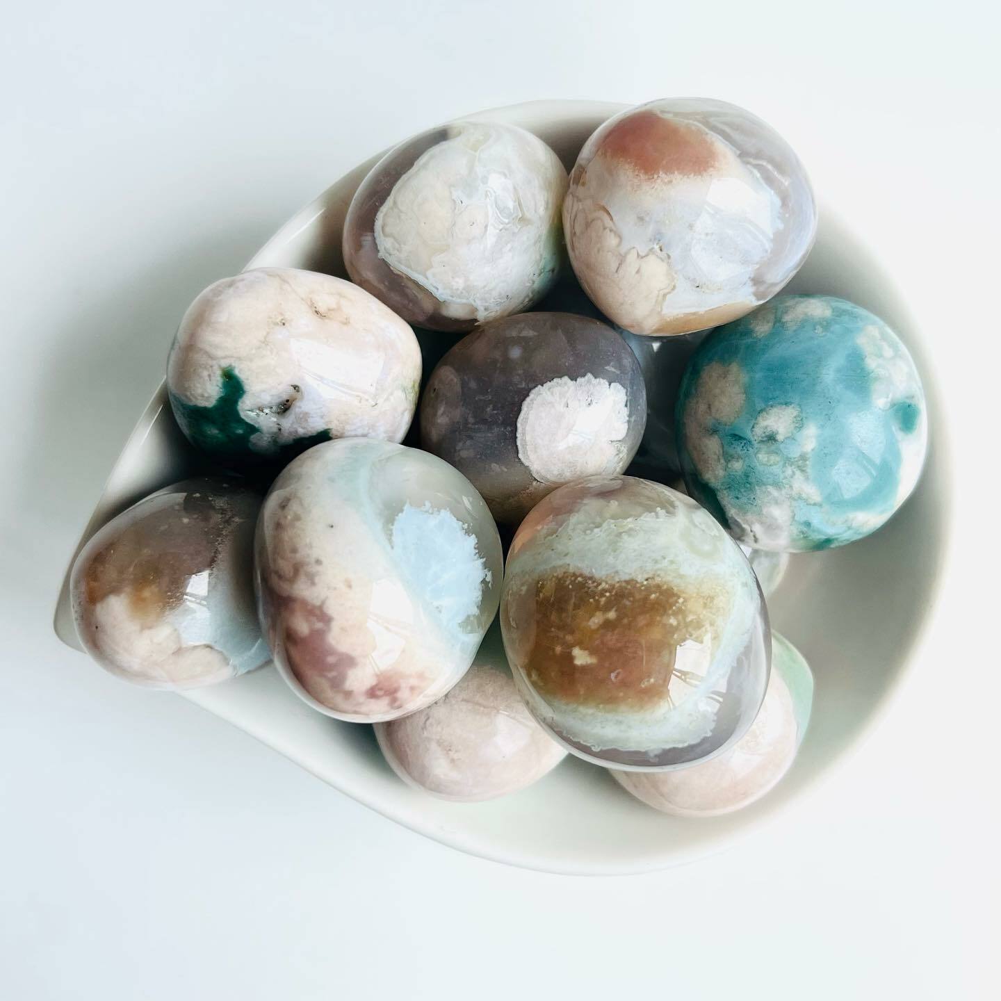 [原石] 綠櫻花瑪瑙 水晶滾石