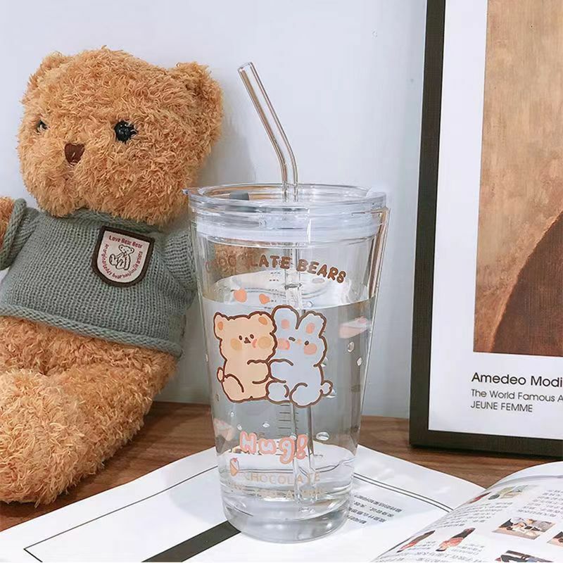 《2695》可愛繽紛小圖系列玻璃吸管杯