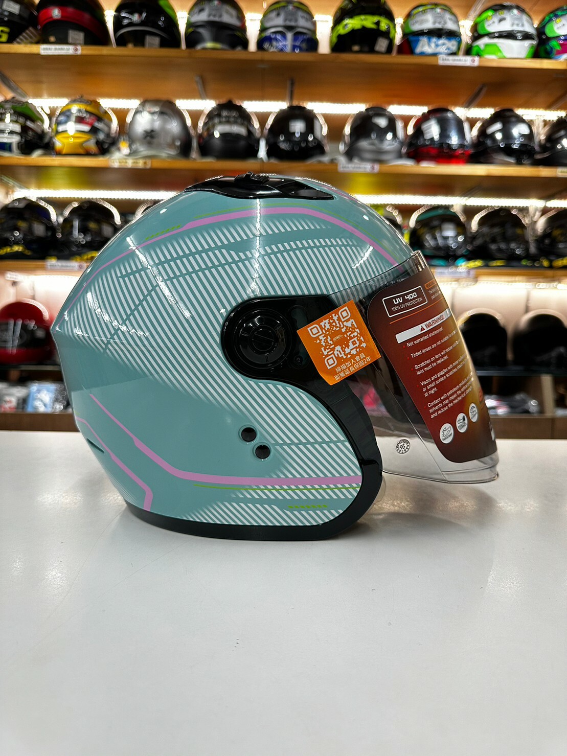 SOL SO-12 彩繪 極光 綠/粉 3/4罩