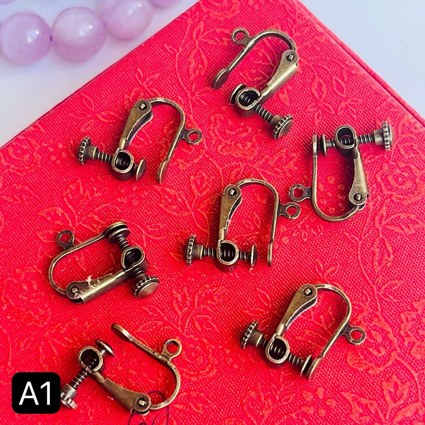 [原石] DIY手工藝材料配件 夾式耳環 一對 古銅