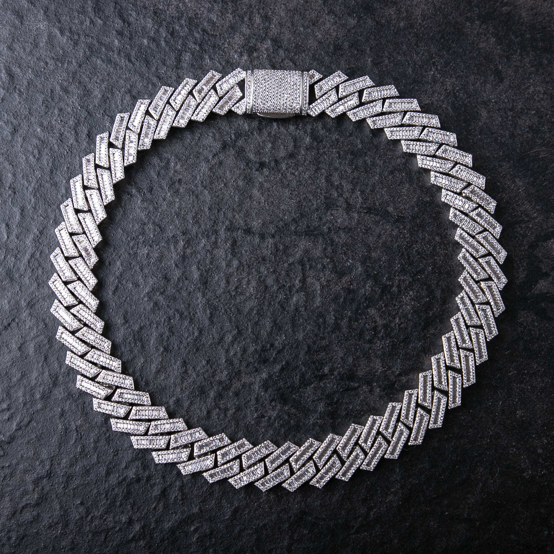 18mmT方混鑲菱形古巴項鍊