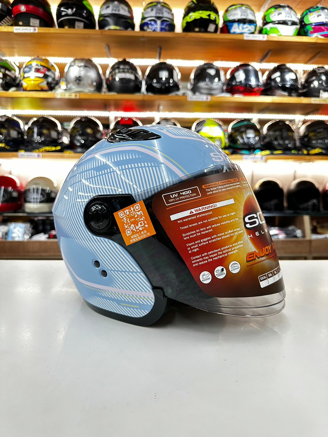 SOL SO-12 彩繪 極光 藍/粉 3/4罩