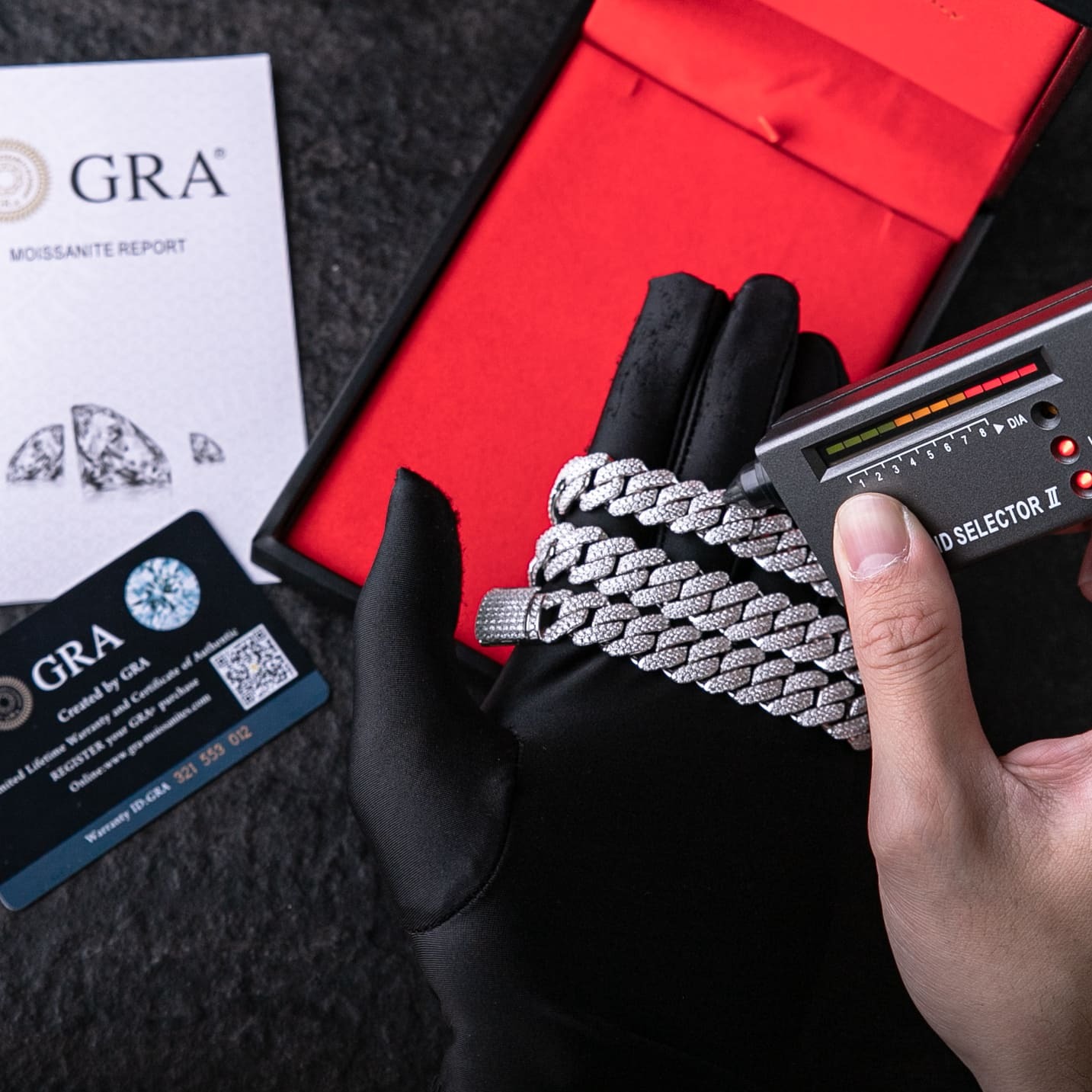 925純銀莫桑石14mm滿鑲菱形古巴項鍊