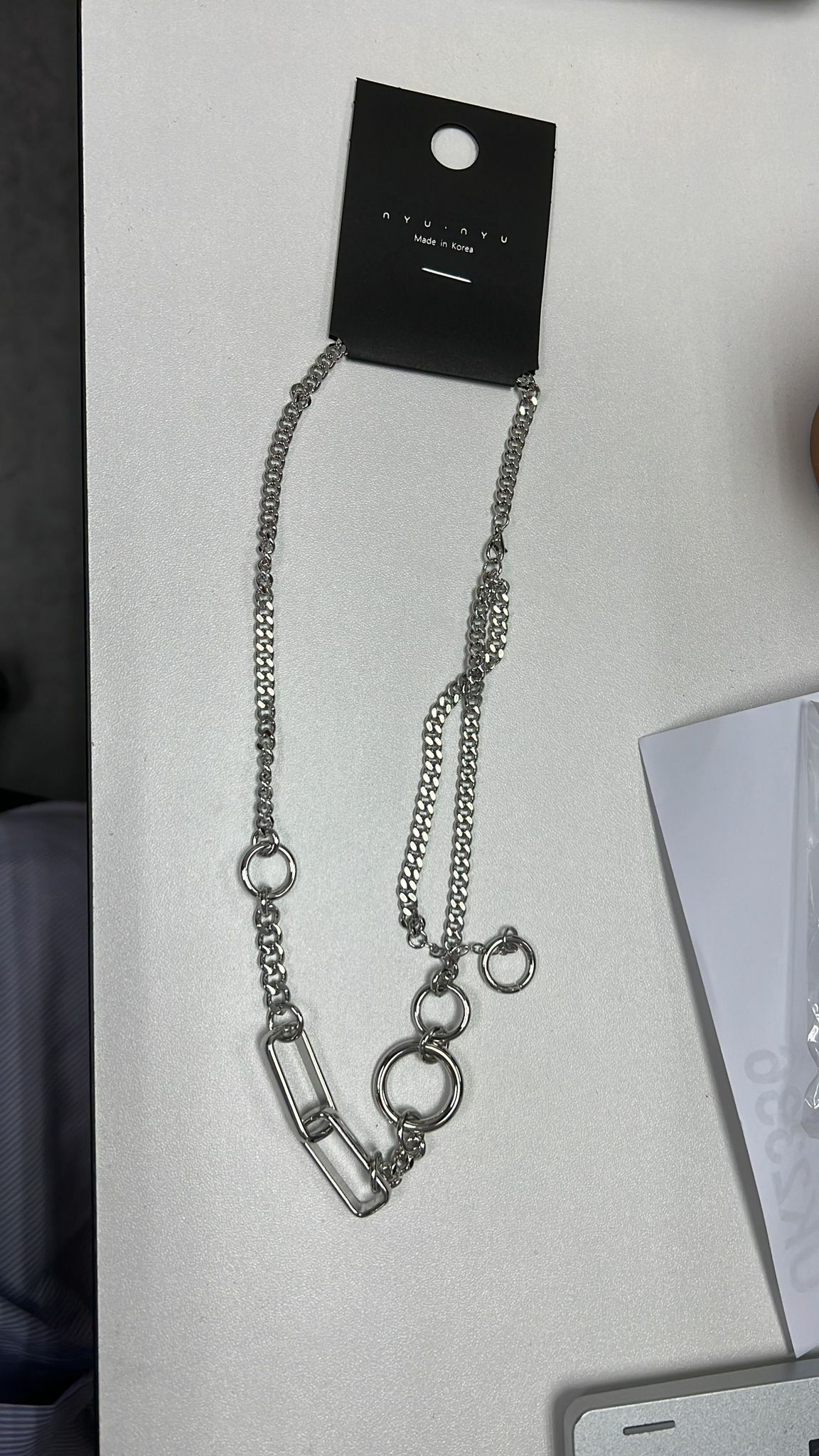 [S] NYU.NYU ABSTRACT CHAIN NECKLACE,SILVER, SNN182 (SNN182)