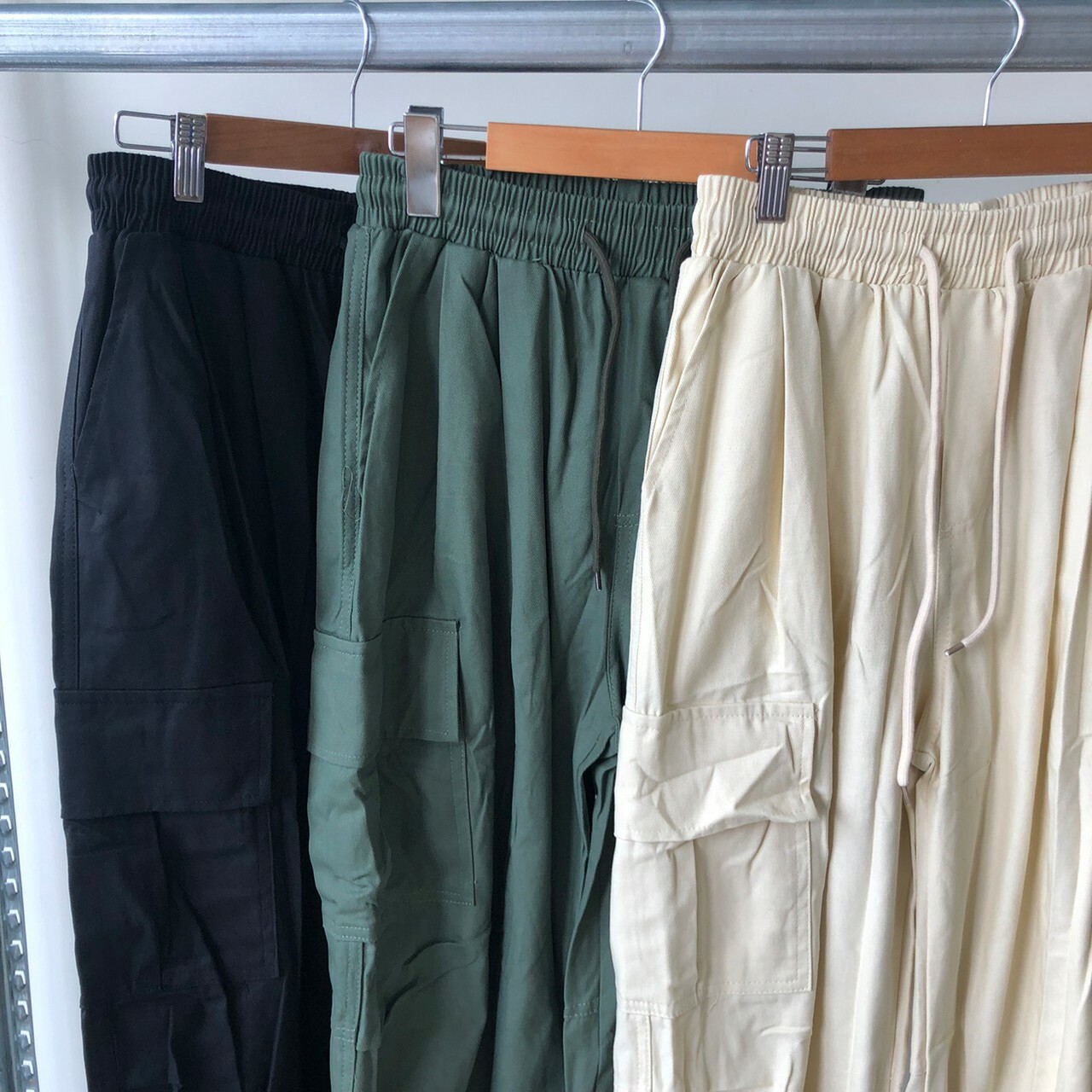 猿 抽繩綁帶工裝繭型褲