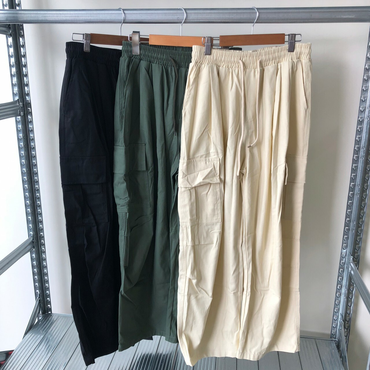 猿 抽繩綁帶工裝繭型褲