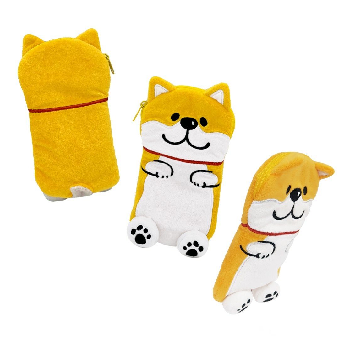 柴犬多用途毛絨筆袋