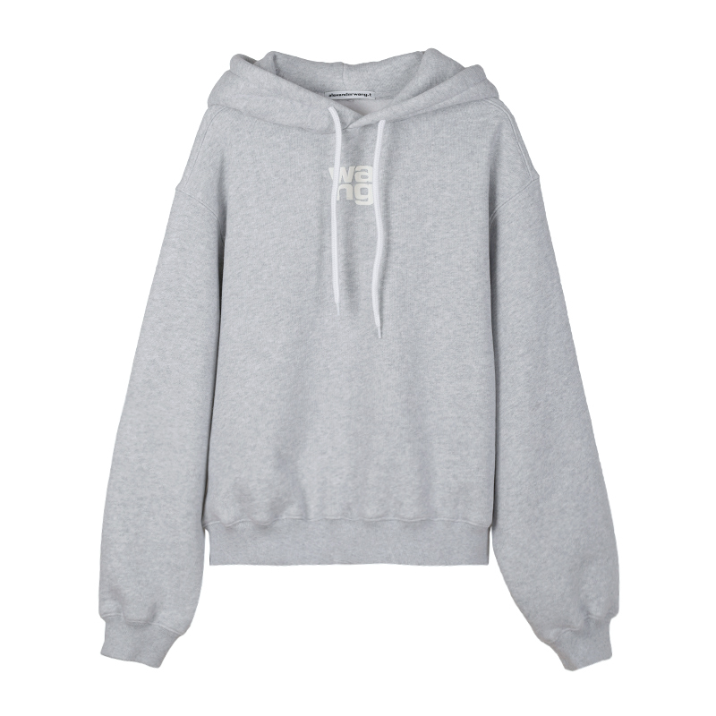 ALEXANDER WANG Logo 印花灰色連帽衛衣 -T