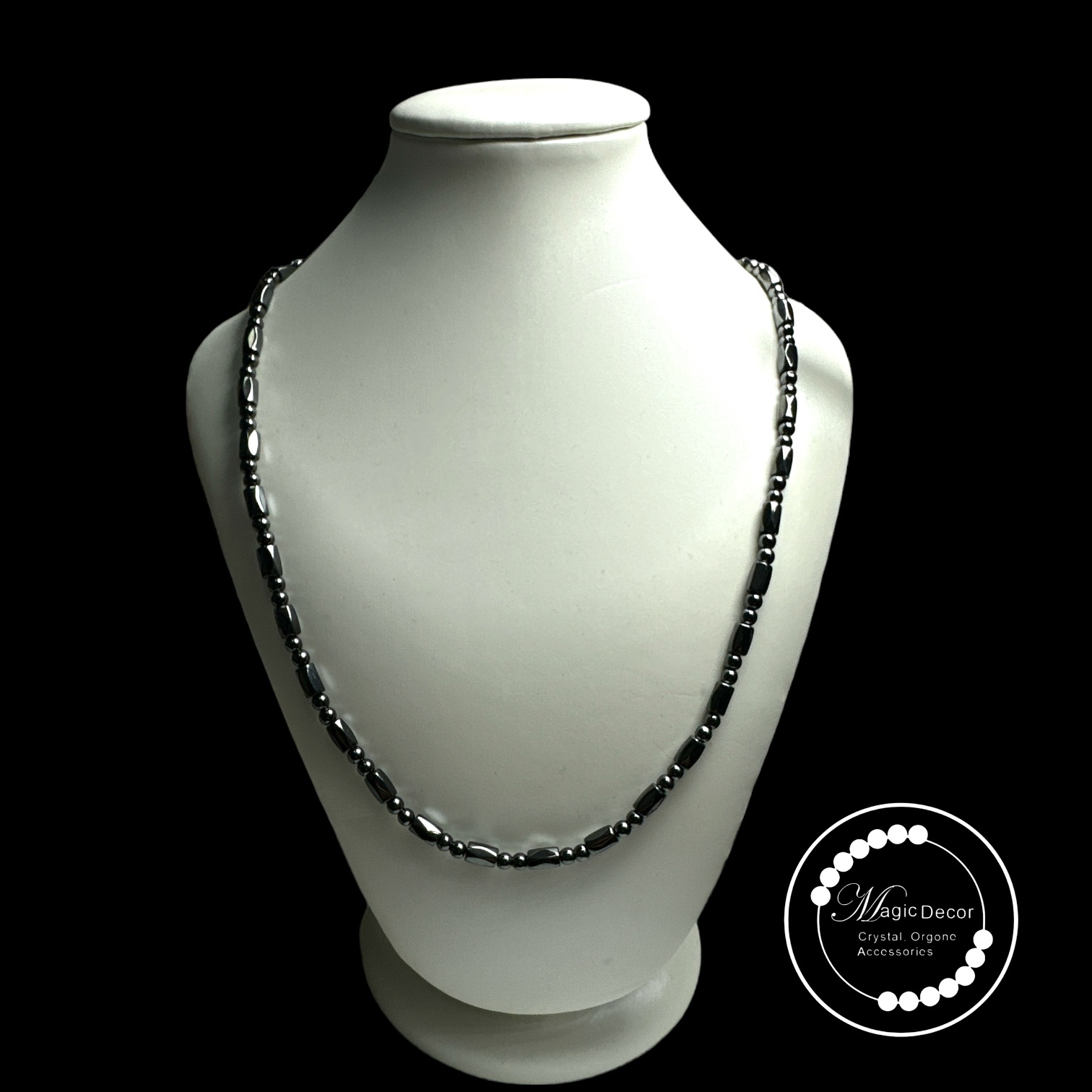 250703 - A16 黑膽石扭扭排珠設計款強磁黑膽石頸鏈（買一送一）