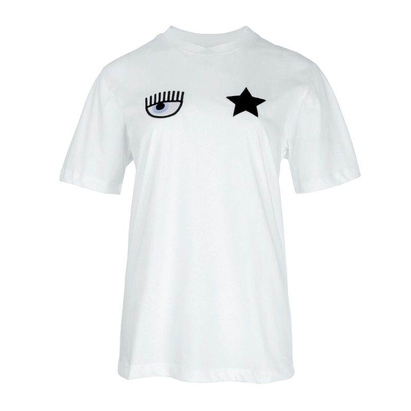 CHIARA FERRAGNI 白色眼睛刺繡T恤 -T