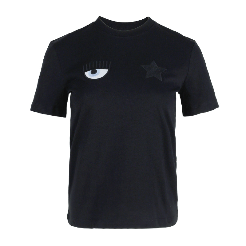 CHIARA FERRAGNI 黑色眼睛刺繡T恤 -T