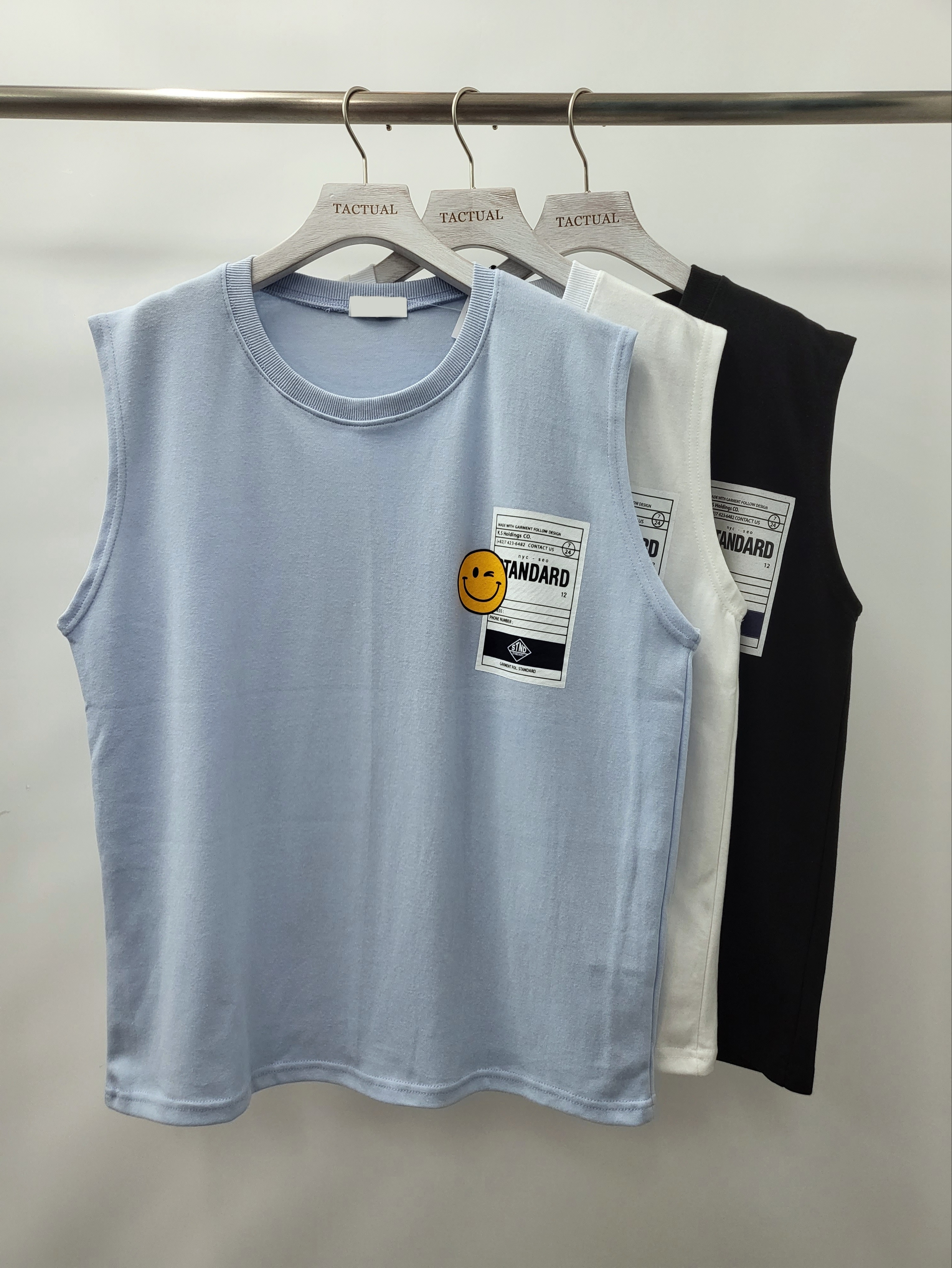 英文字笑哈哈圖案背心 V958