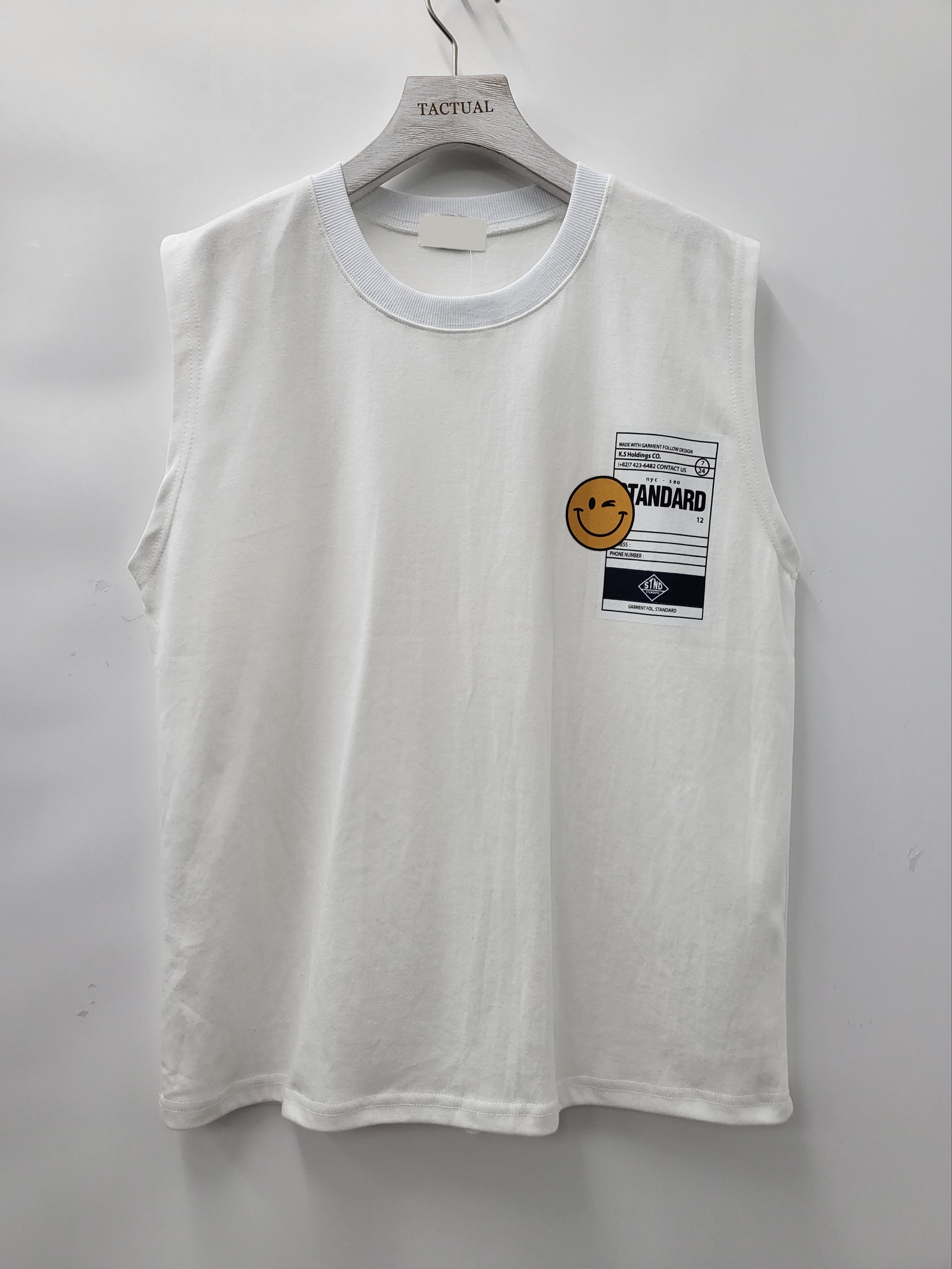 英文字笑哈哈圖案背心 V958