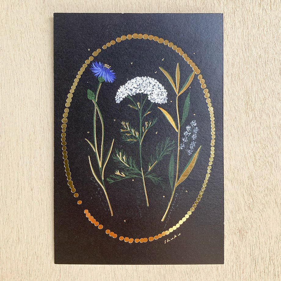 西淑 夜之夢（金箔 ）箔押明信片｜日本表現社