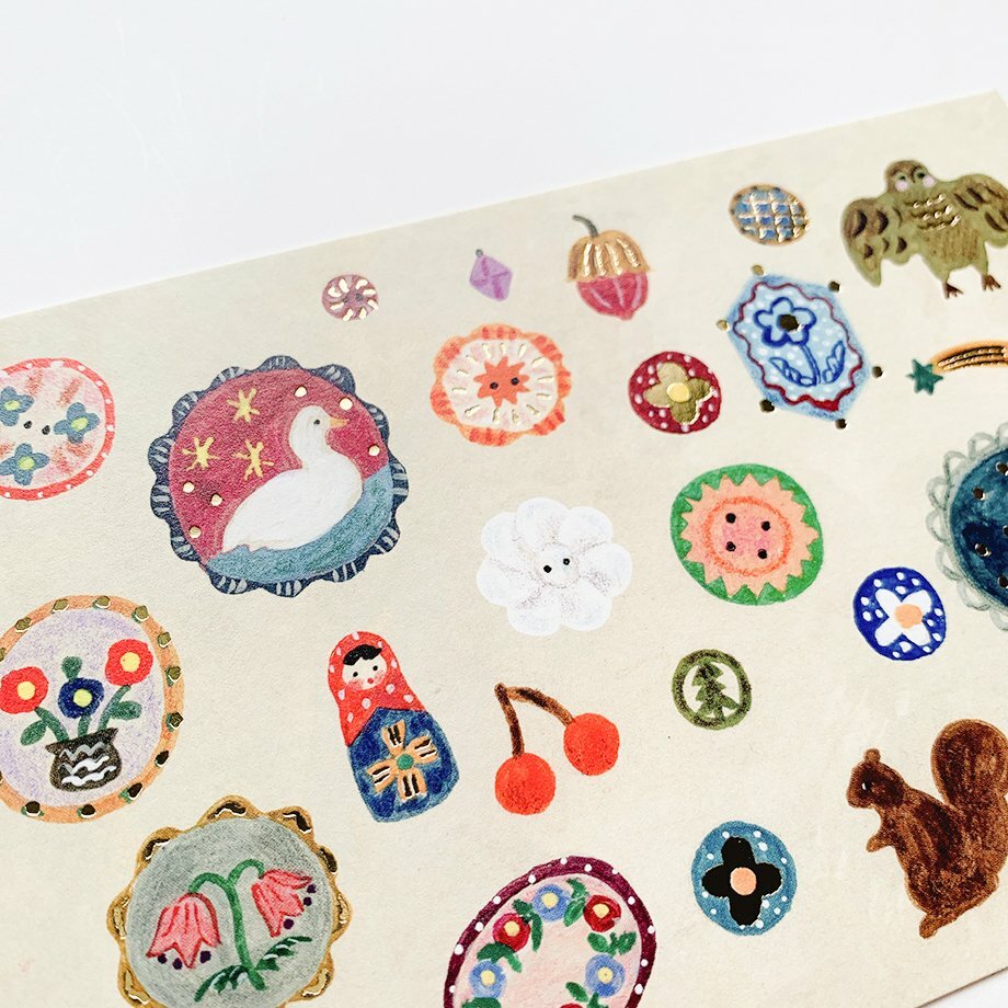 布川愛子 徽章（金箔 ）箔押明信片｜日本表現社