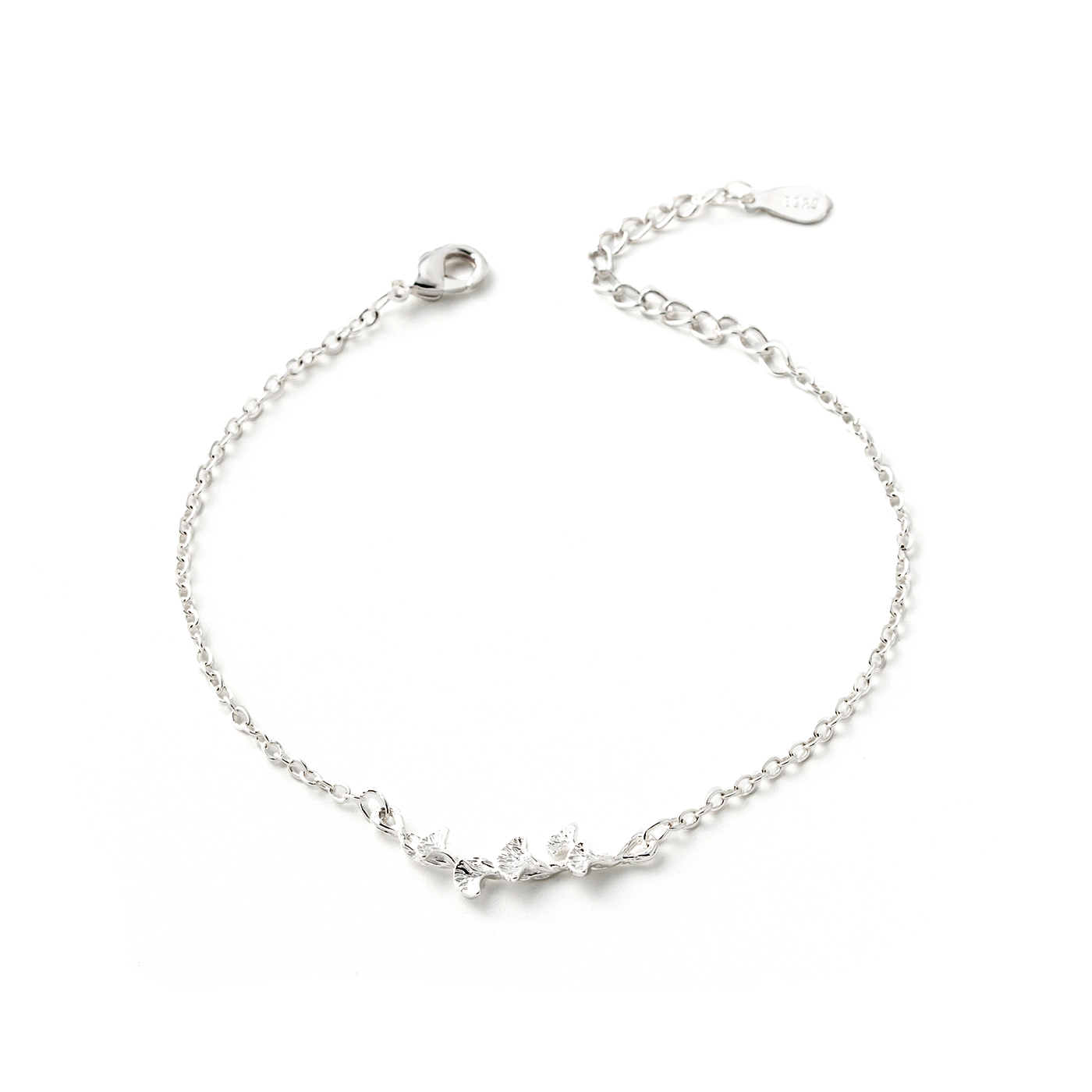 大尺碼,平價飾品,純銀,銀杏,手鍊