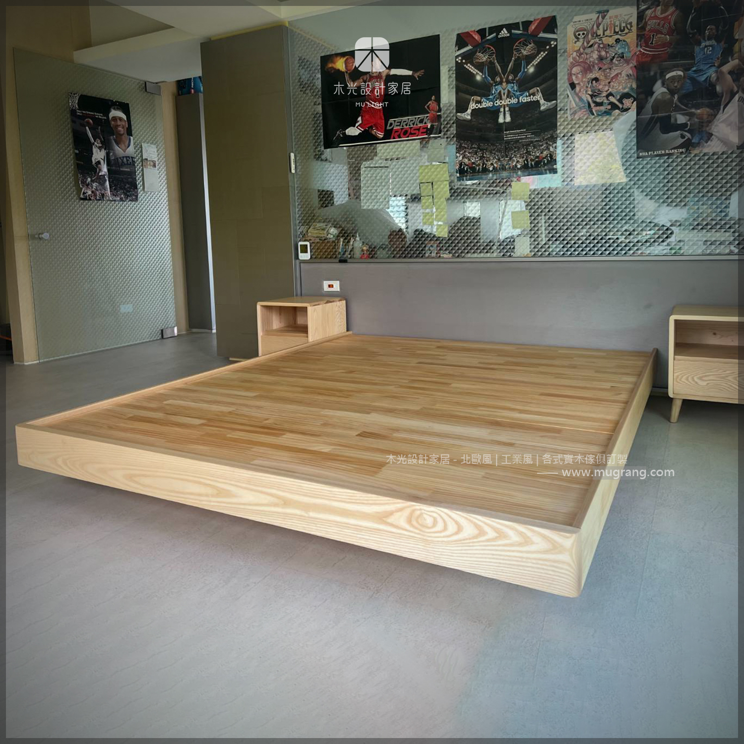 懸浮-全實木造型床架|可訂製