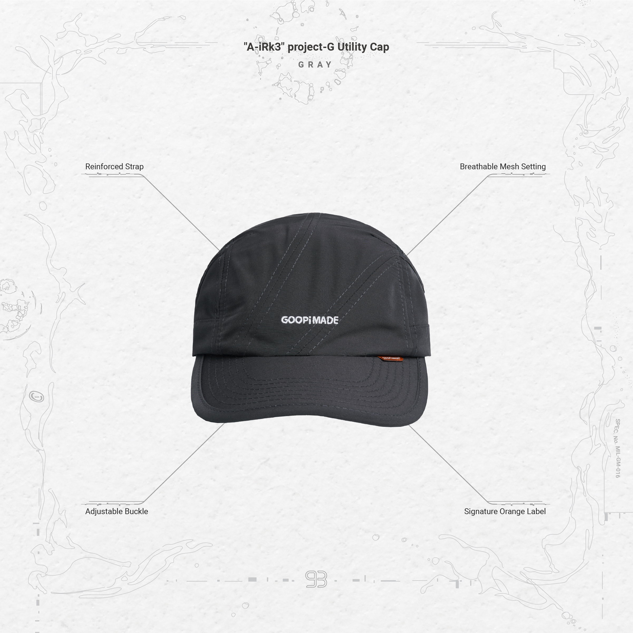 帽子 GOOPiMADE A-iRk3 Project-G Utility Cap GOOPiMADE - “CZP-03“ GM System Utility Cap - SHINKIROU