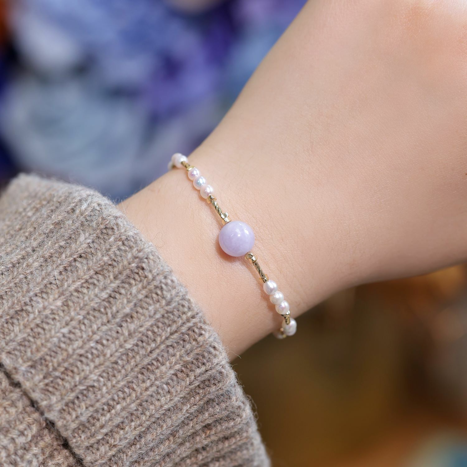 Akoya x 紫羅蘭翡翠手鏈