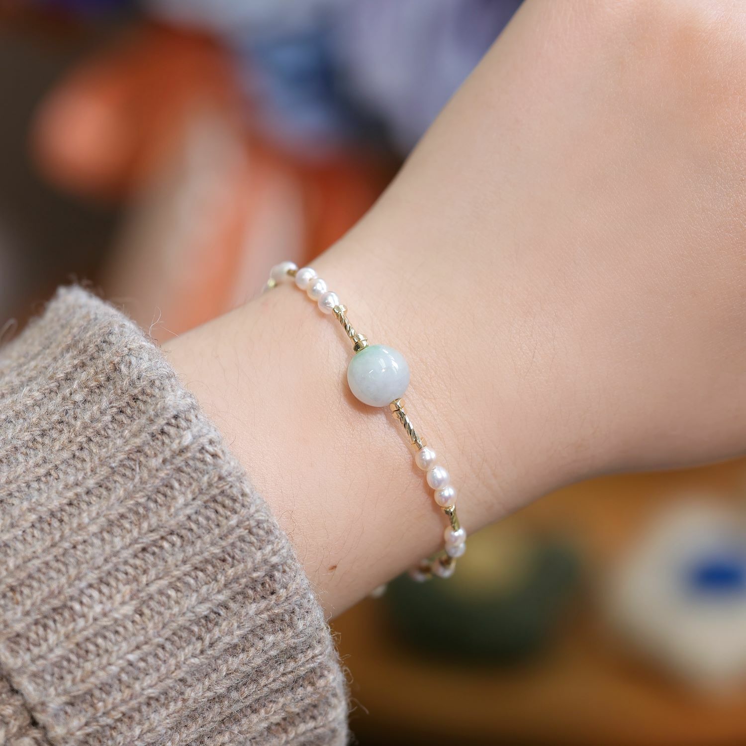 Akoya x 冰白翡翠手鏈