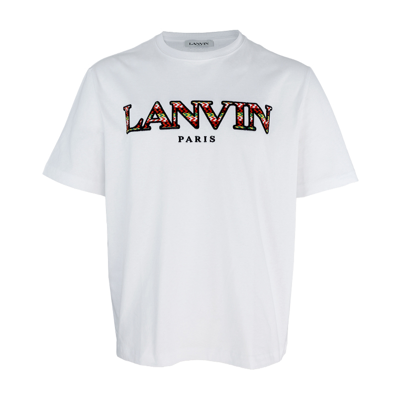 LANVIN Logo 刺繡白色T恤 -T