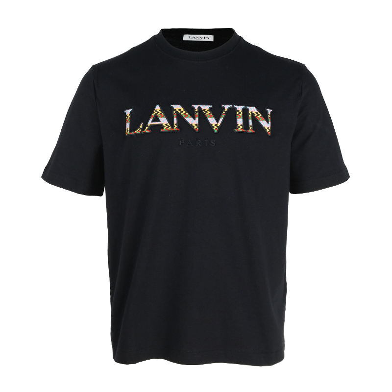 LANVIN Logo 刺繡黑色T恤 -T
