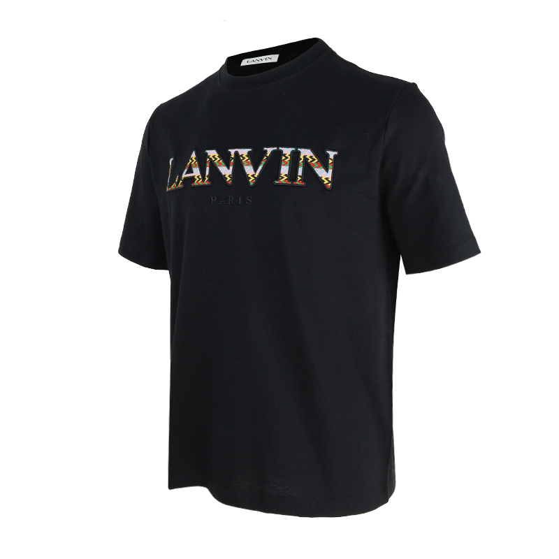 LANVIN Logo 刺繡黑色T恤 -T