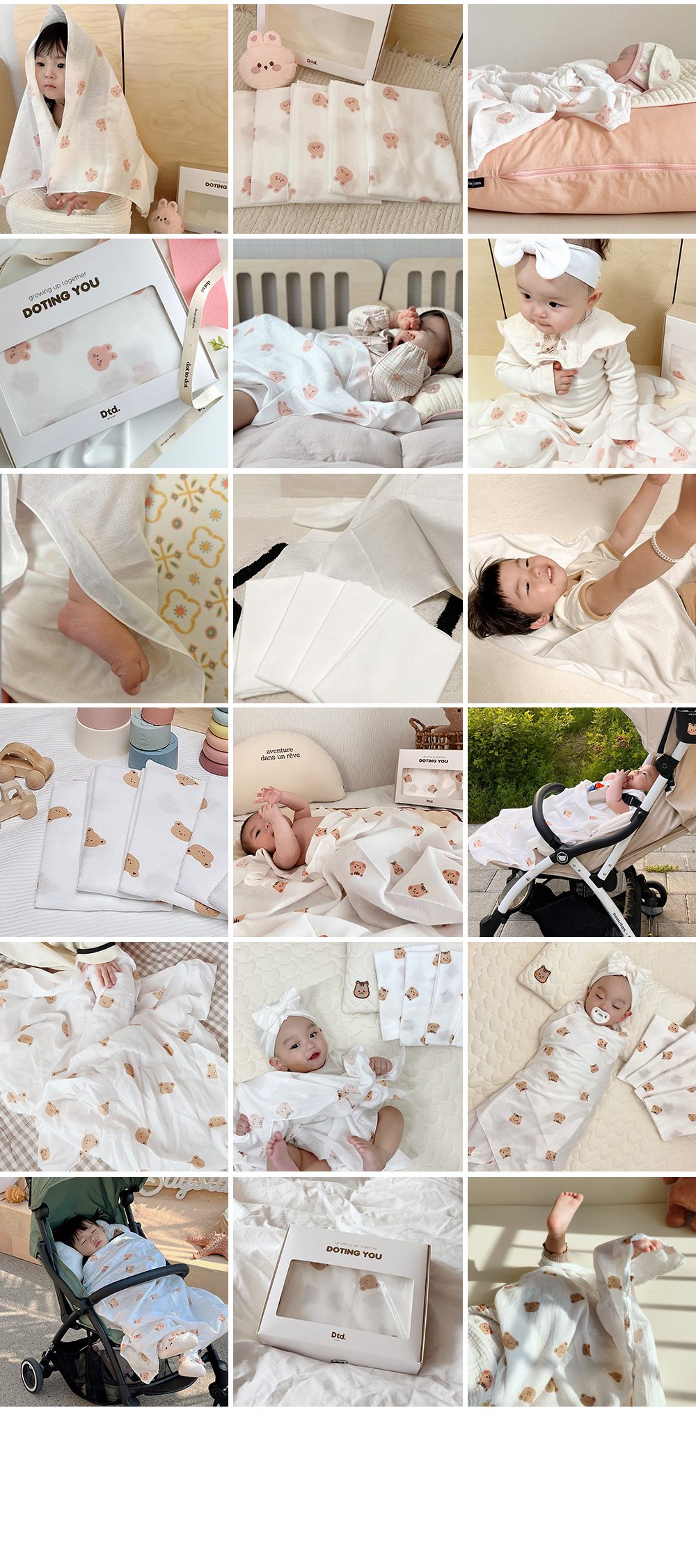 (現貨) DTD 多功能純棉薄毯1set 5pc (連禮盒) 可作浴巾/包巾/輕薄毯