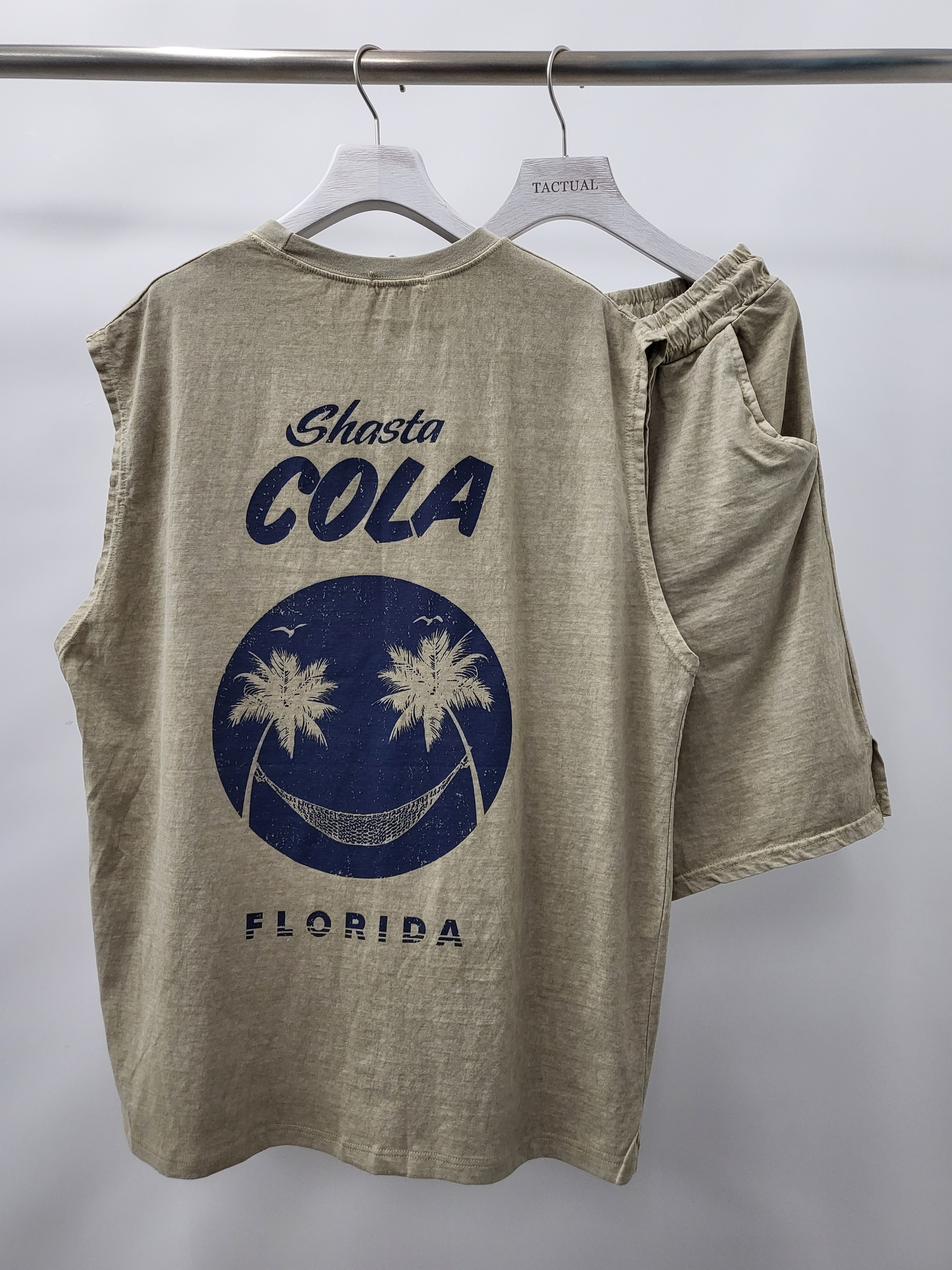 洗水哈哈笑背心連短褲套裝 SET0002