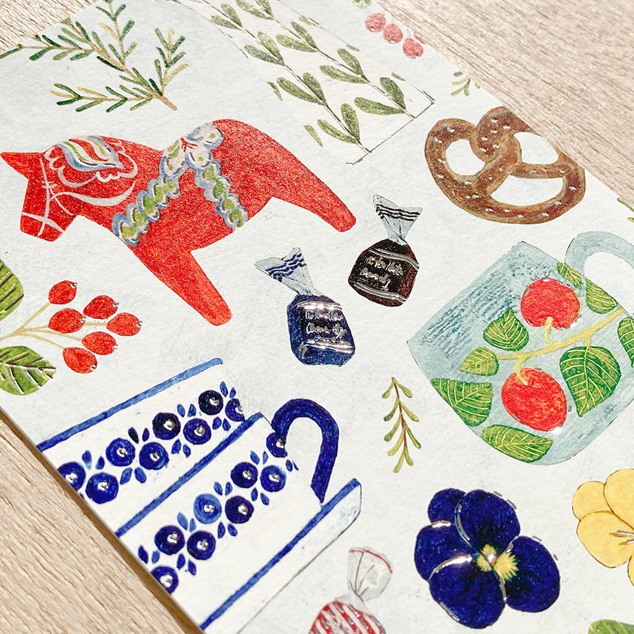 淺野綠 放鬆的時光（銀箔 ）箔押明信片｜日本表現社