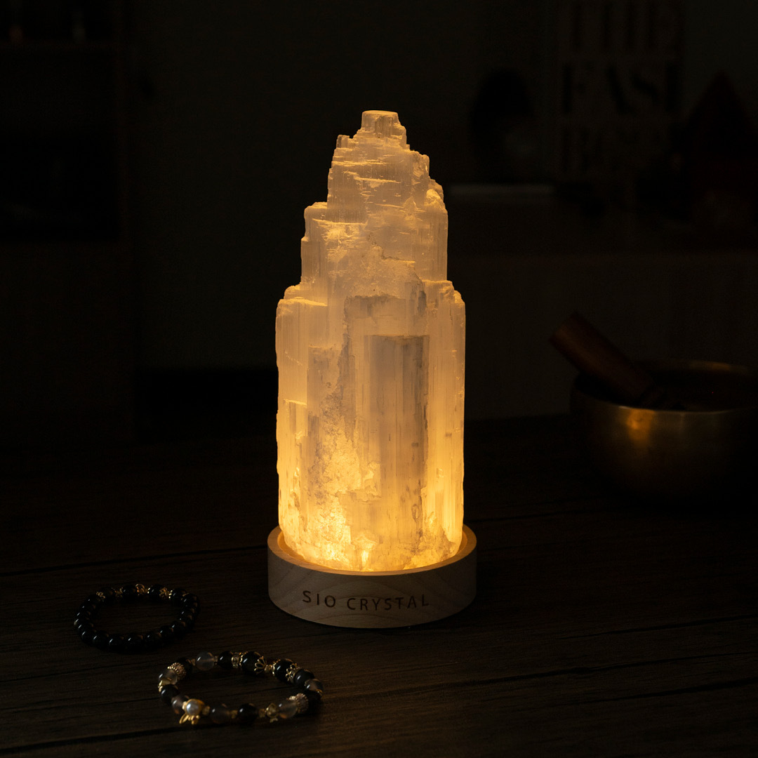 【原礦擺件】淨化能量透石膏塔 (含燈座)