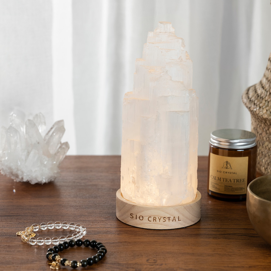【原礦擺件】淨化能量透石膏塔 (含燈座)