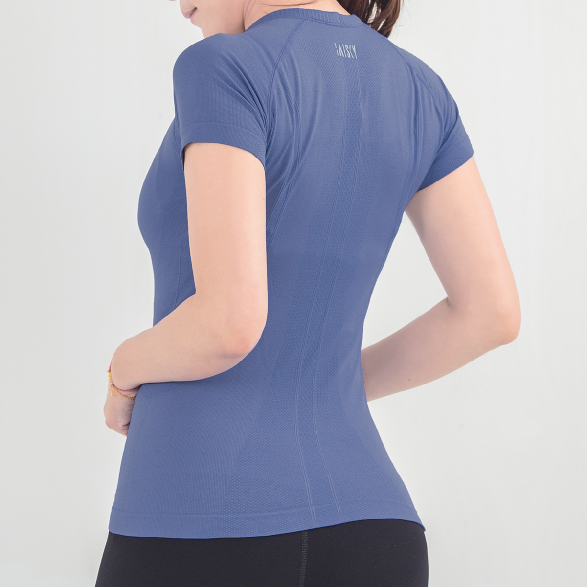 休閒針織短袖上衣 長春花藍